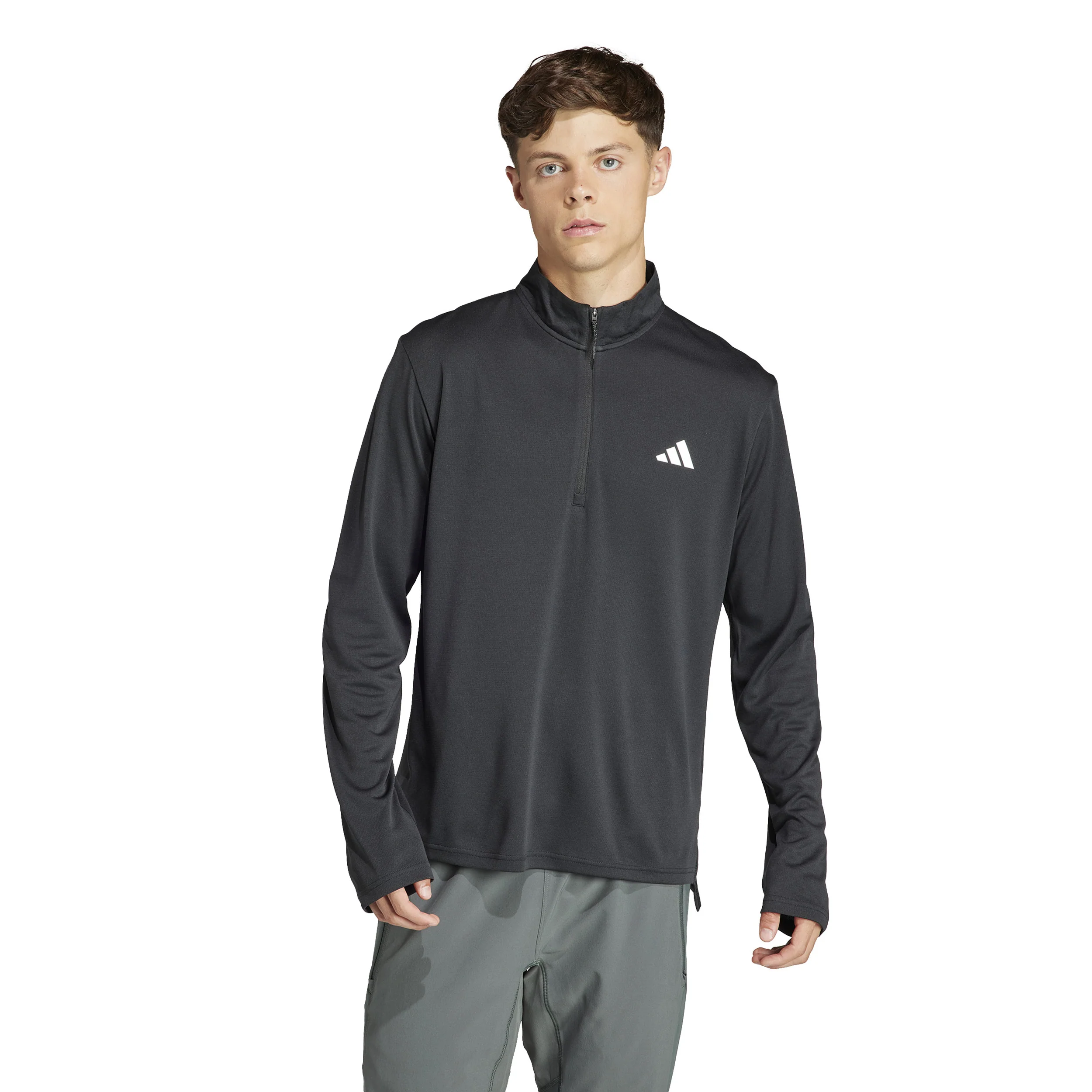 Essentials 1/4 Zip Longsleeve Herren-Schwarz - Image 2
