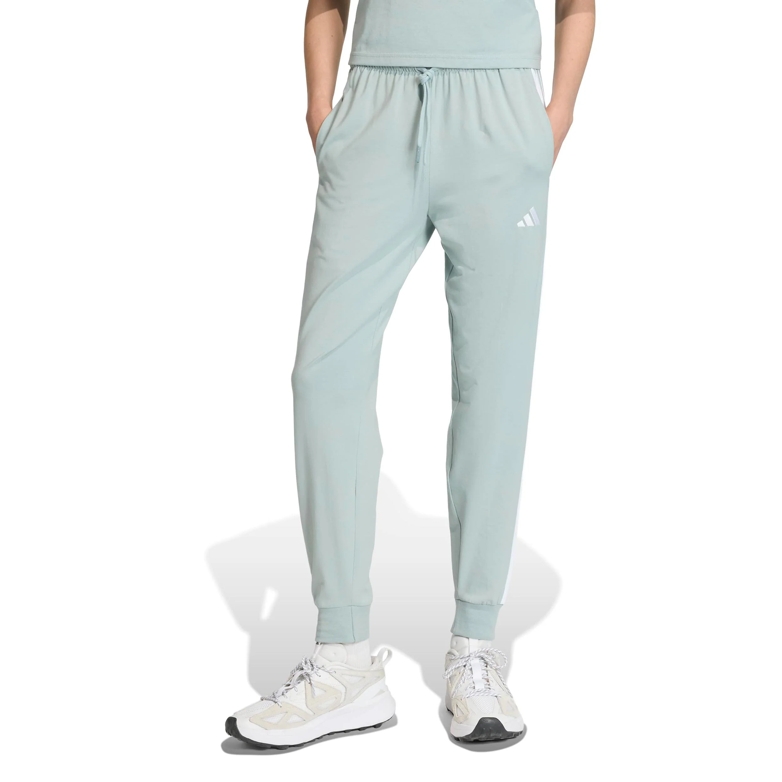 Essentials 3Stripes Trainingshose Damen - oliv, weiß - Image 2