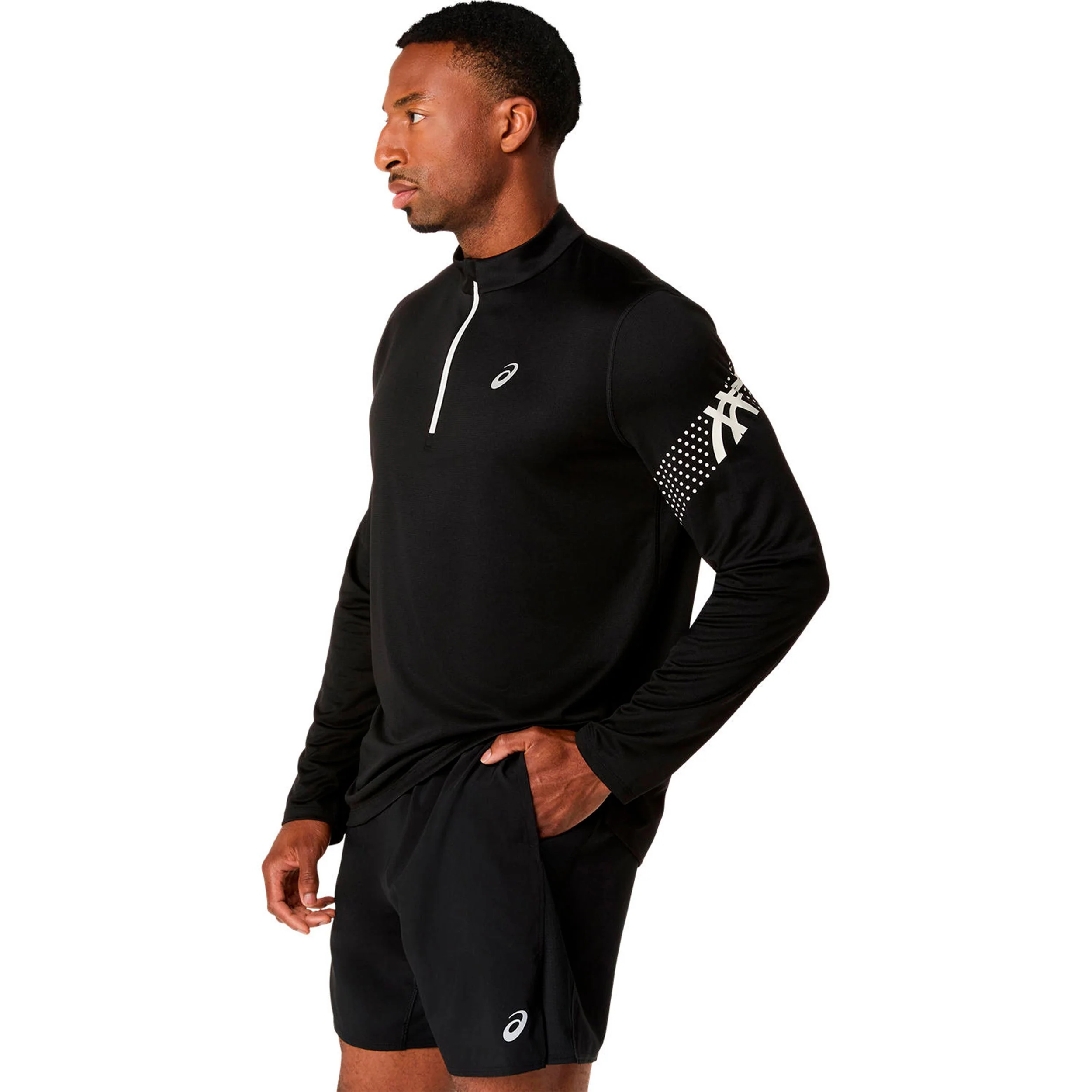 Icon 1/2 Zip Laufshirt Herren-schwarz, beige - Image 3