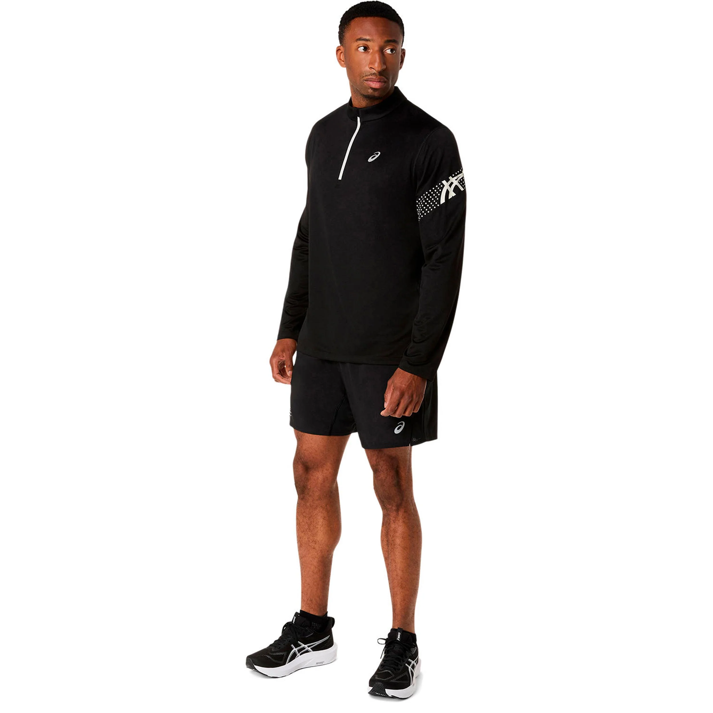 Icon 1/2 Zip Laufshirt Herren-schwarz, beige - Image 5