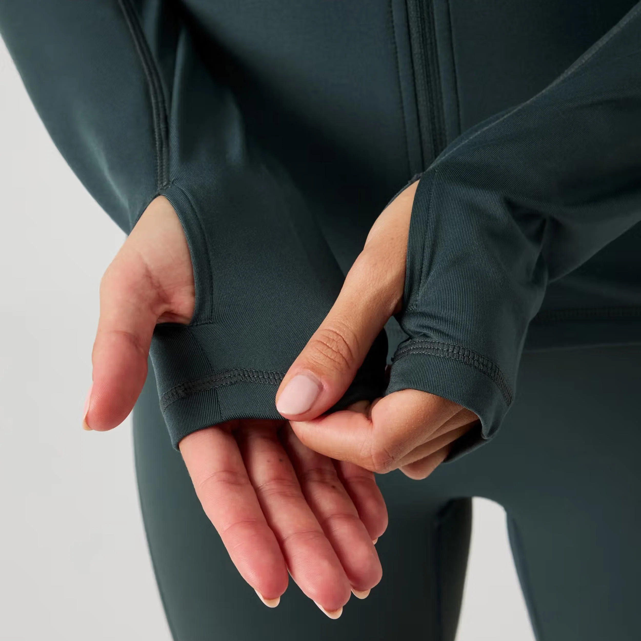 Full Zip Midlayer Trainingsjacke Damen-dunkelgrün - Image 4