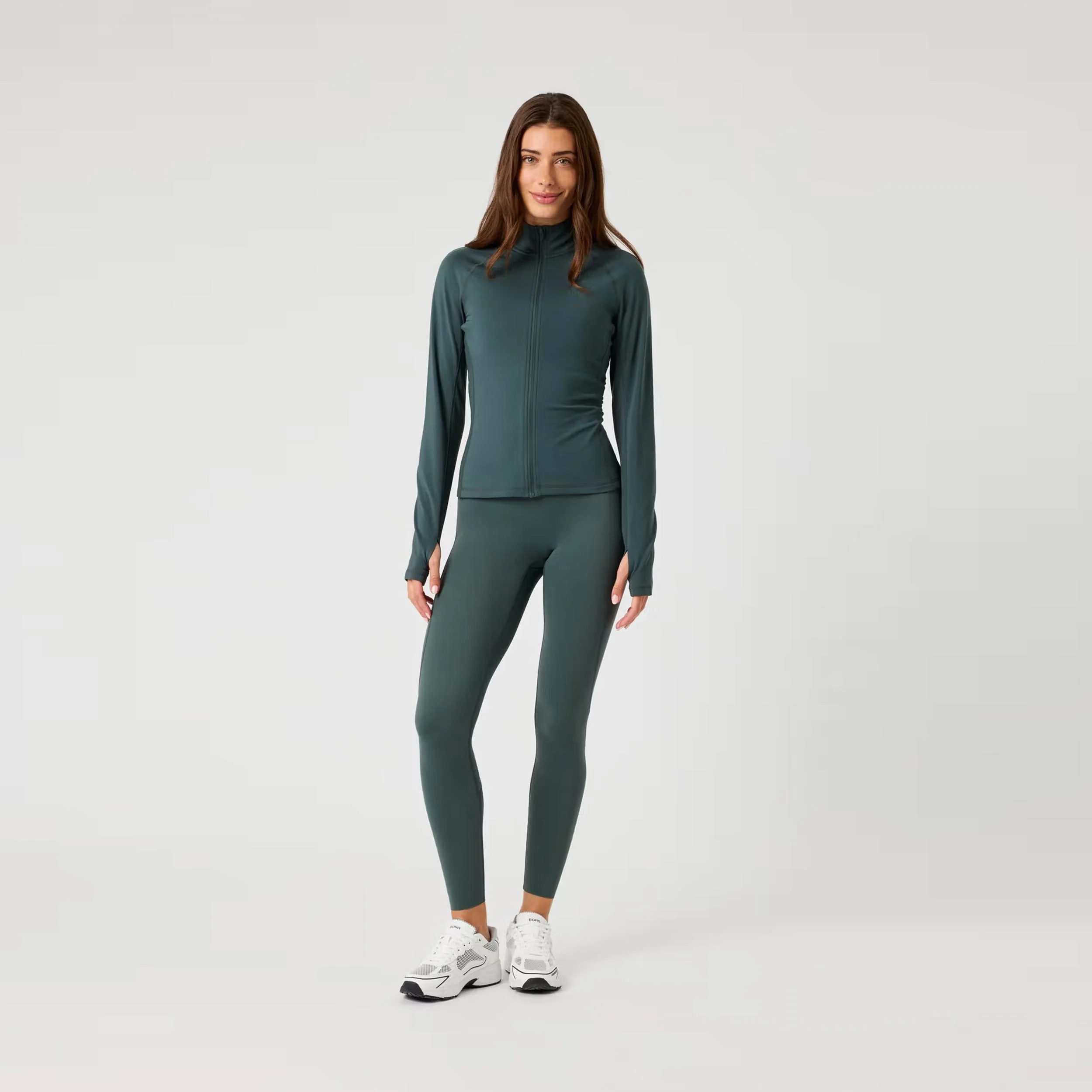Full Zip Midlayer Trainingsjacke Damen-dunkelgrün - Image 5