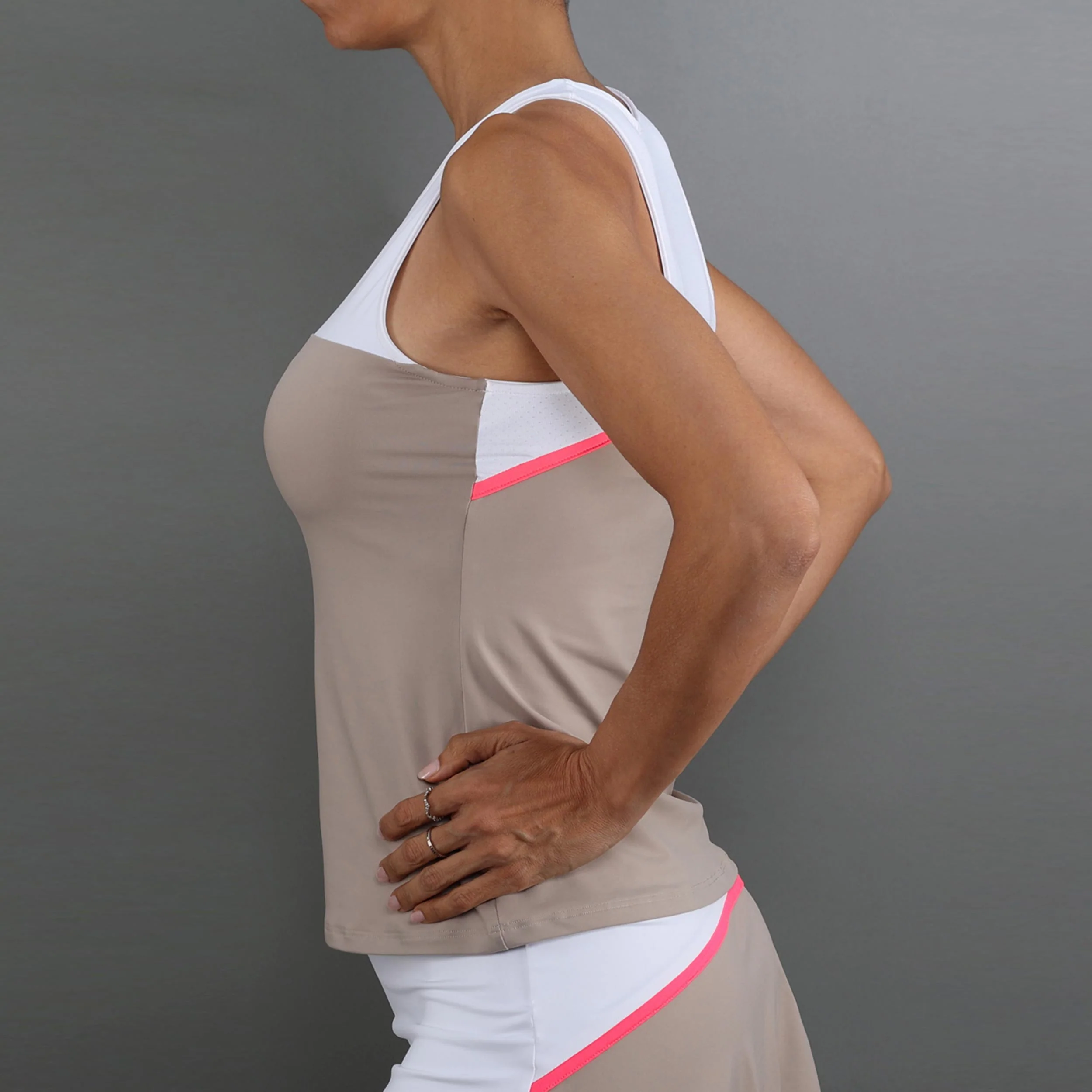 Bloom Tank-Top Damen-beige, weiß - Image 3