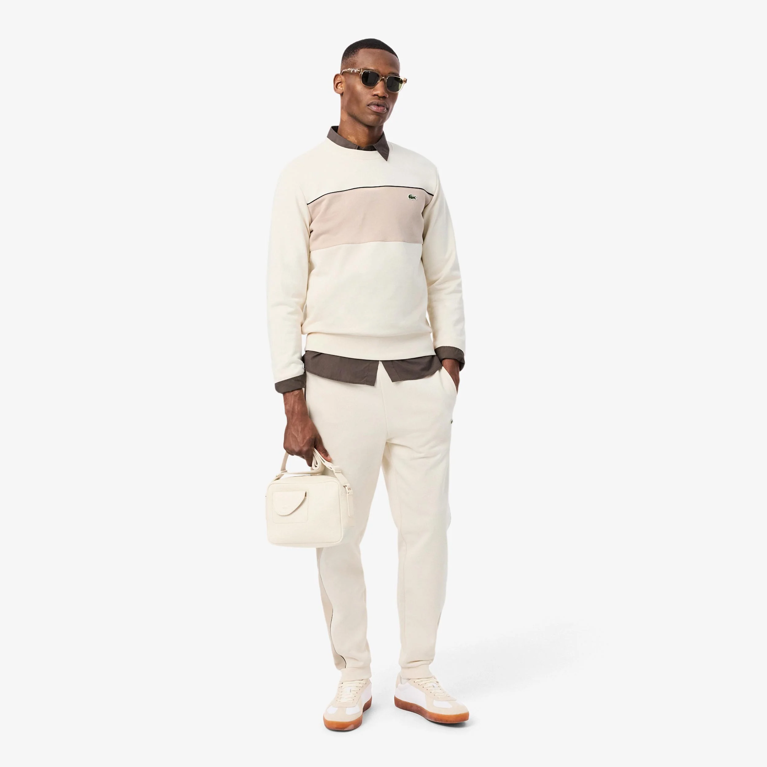 Colorblock Sweatshirt Herren - creme, beige - Image 4