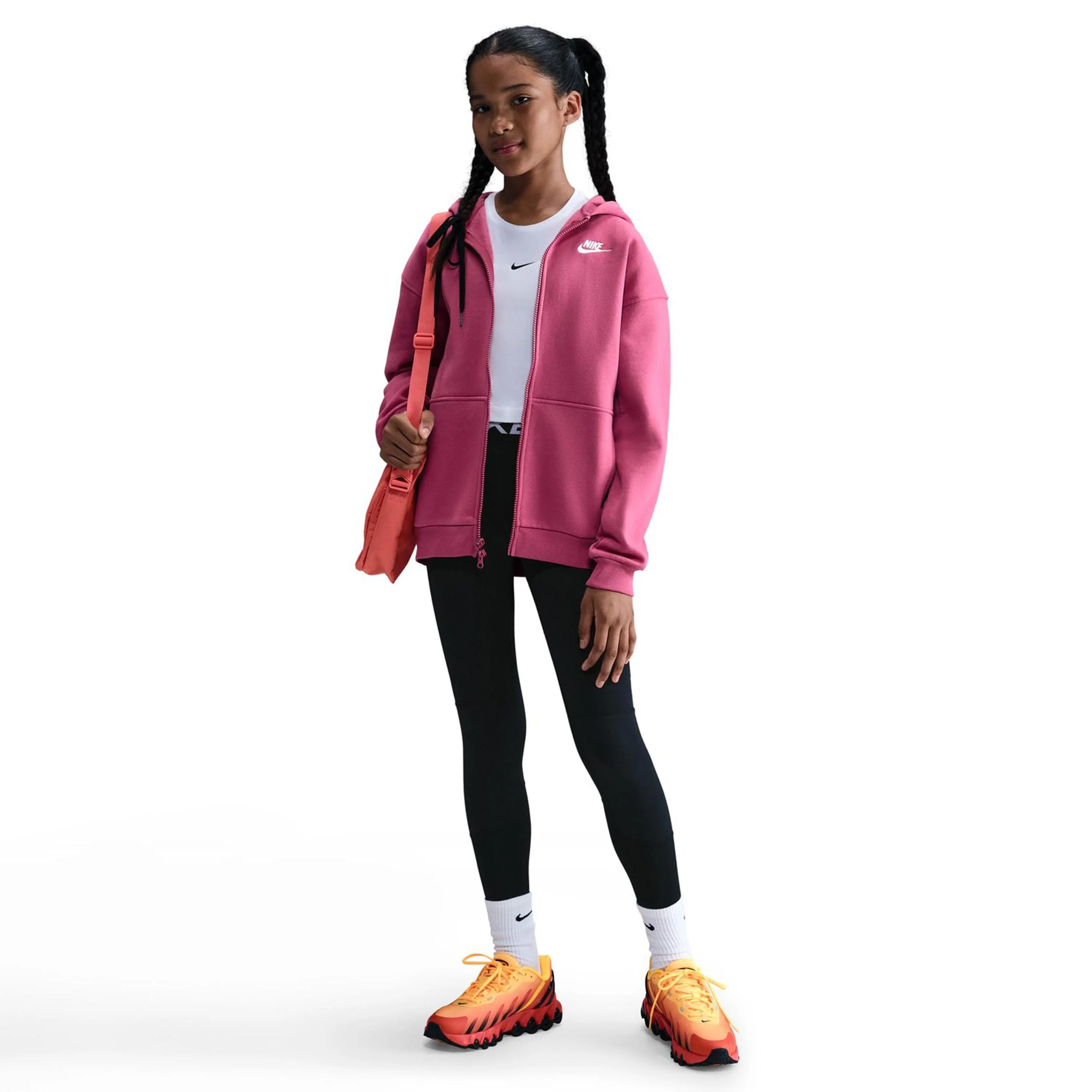 Club Fleece Oversized Full-Zip Sweatjacke Mädchen-Berry - Image 2