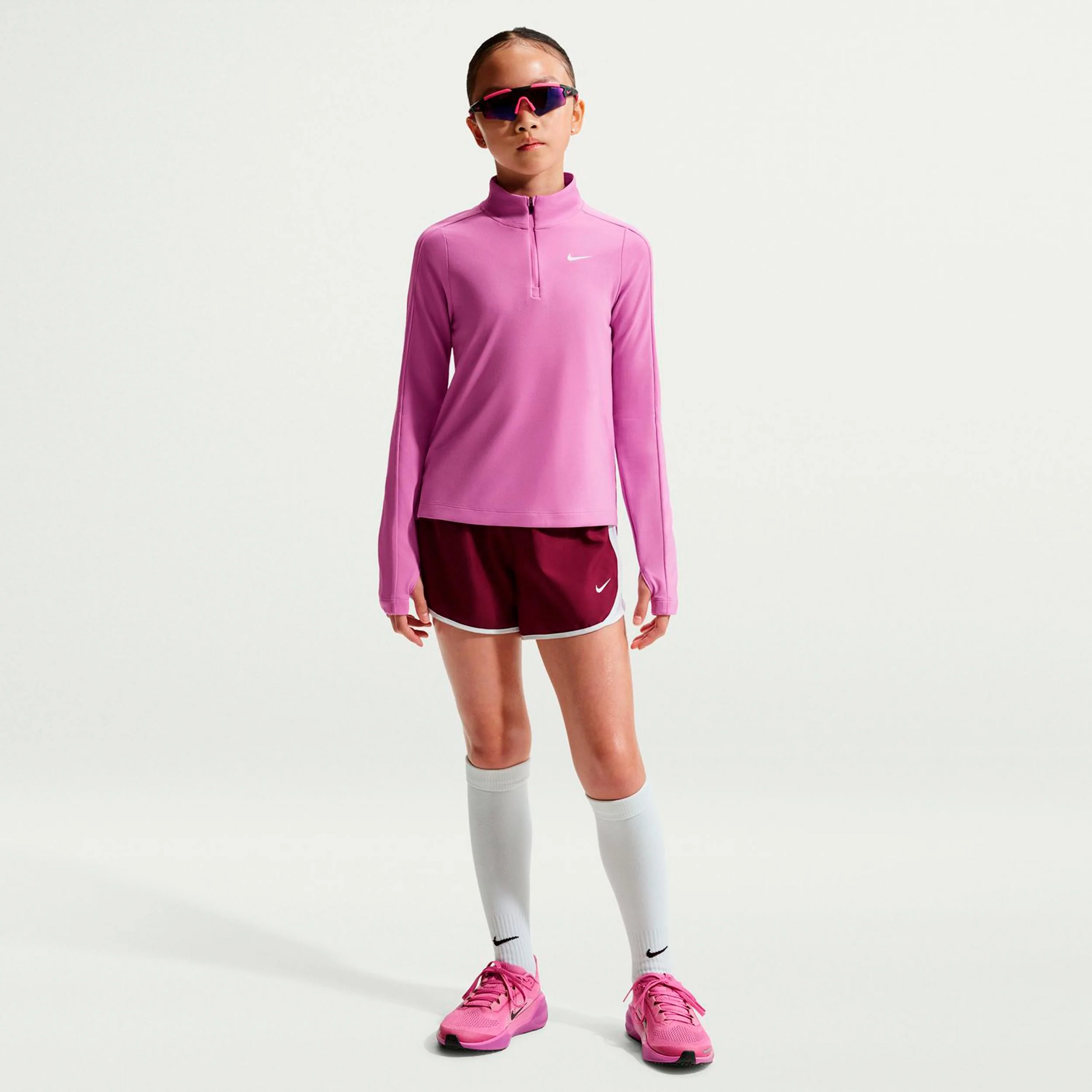 Dri-Fit Half-Zip Longsleeve Mädchen-flieder, weiß - Image 2