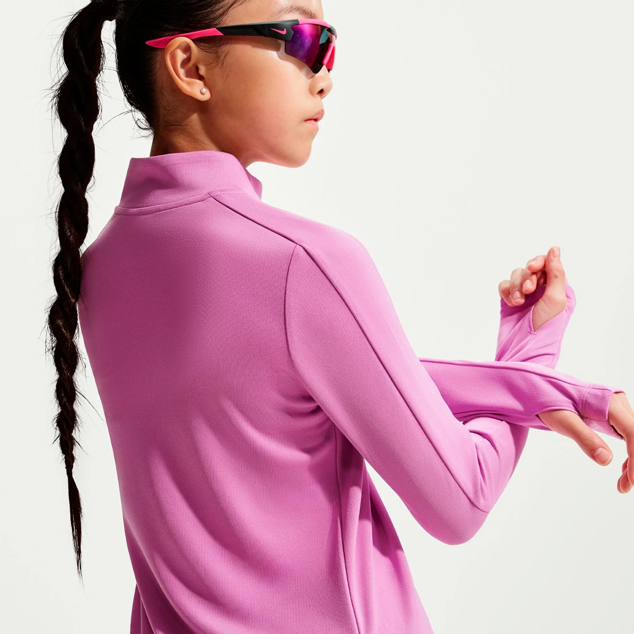 Dri-Fit Half-Zip Longsleeve Mädchen-flieder, weiß - Image 4