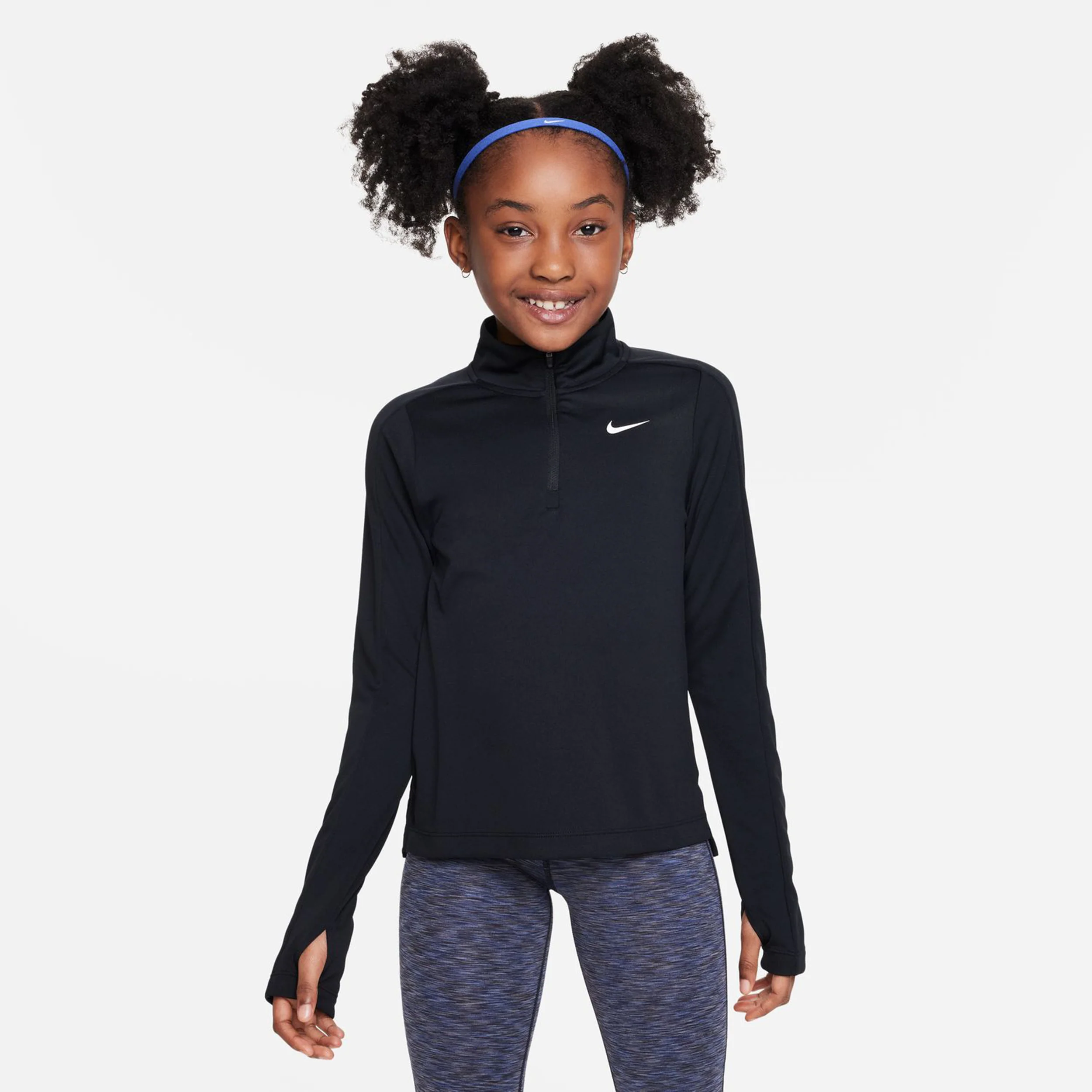 Dri-Fit Half-Zip Longsleeve MĂ€dchen - schwarz,