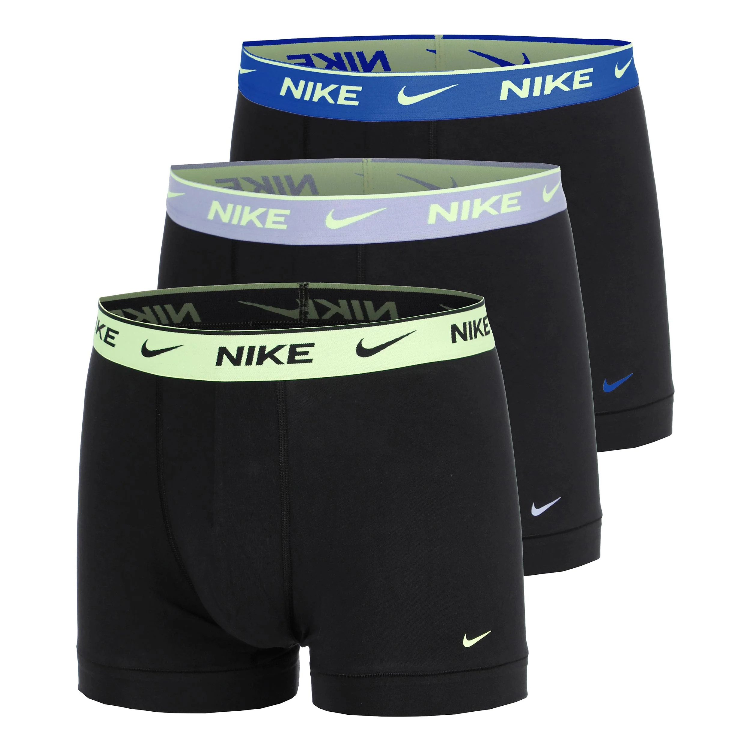 Essential Cotton Stretch Trunk Boxer Short 3er Pack Herren - schwarz, türkis