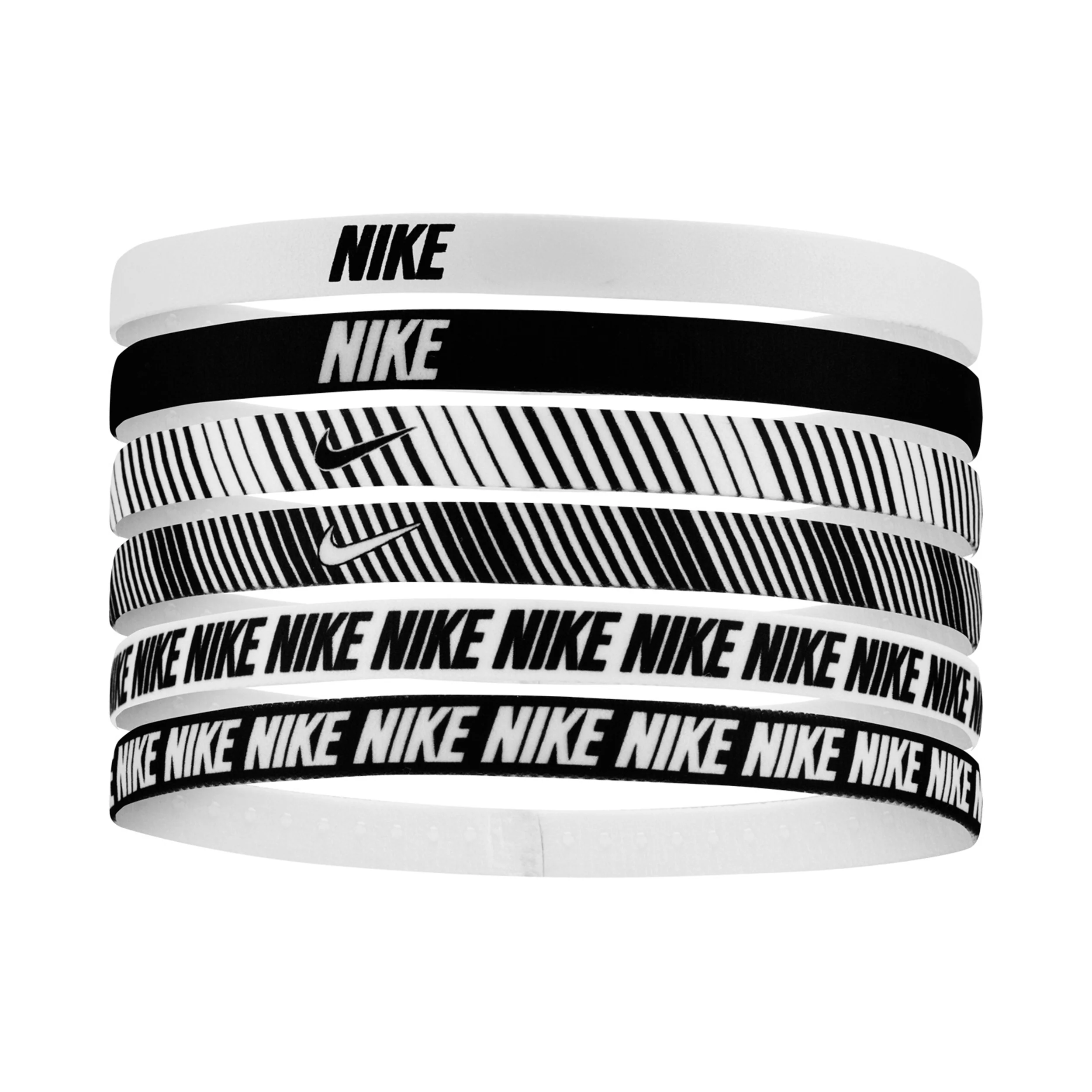 Nike Flex Classic Printed Haarband 6er Pack-Weiß,Schwarz