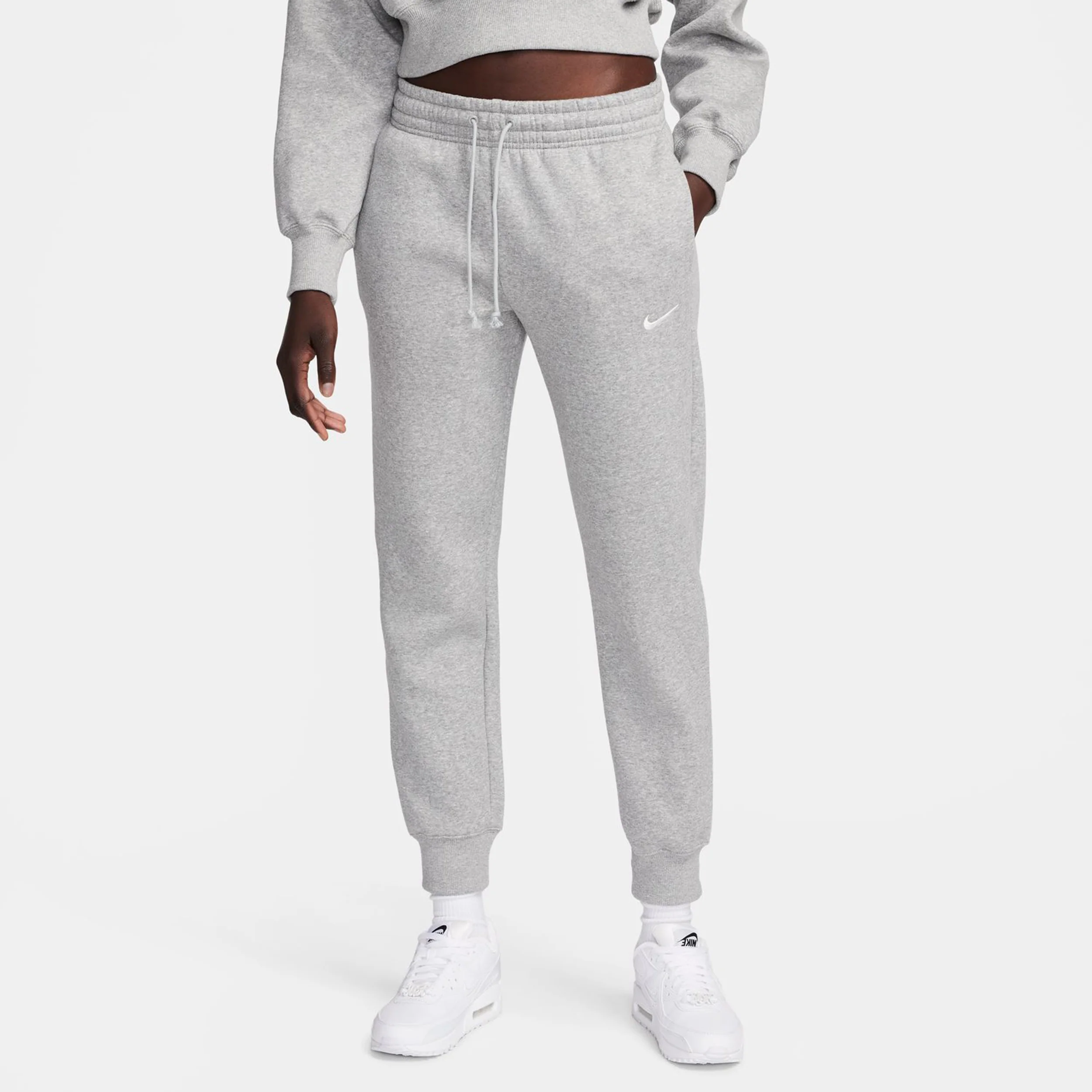 Phoenix Fleece Mid Rise Trainingshose Damen - hellgrau, - Image 5