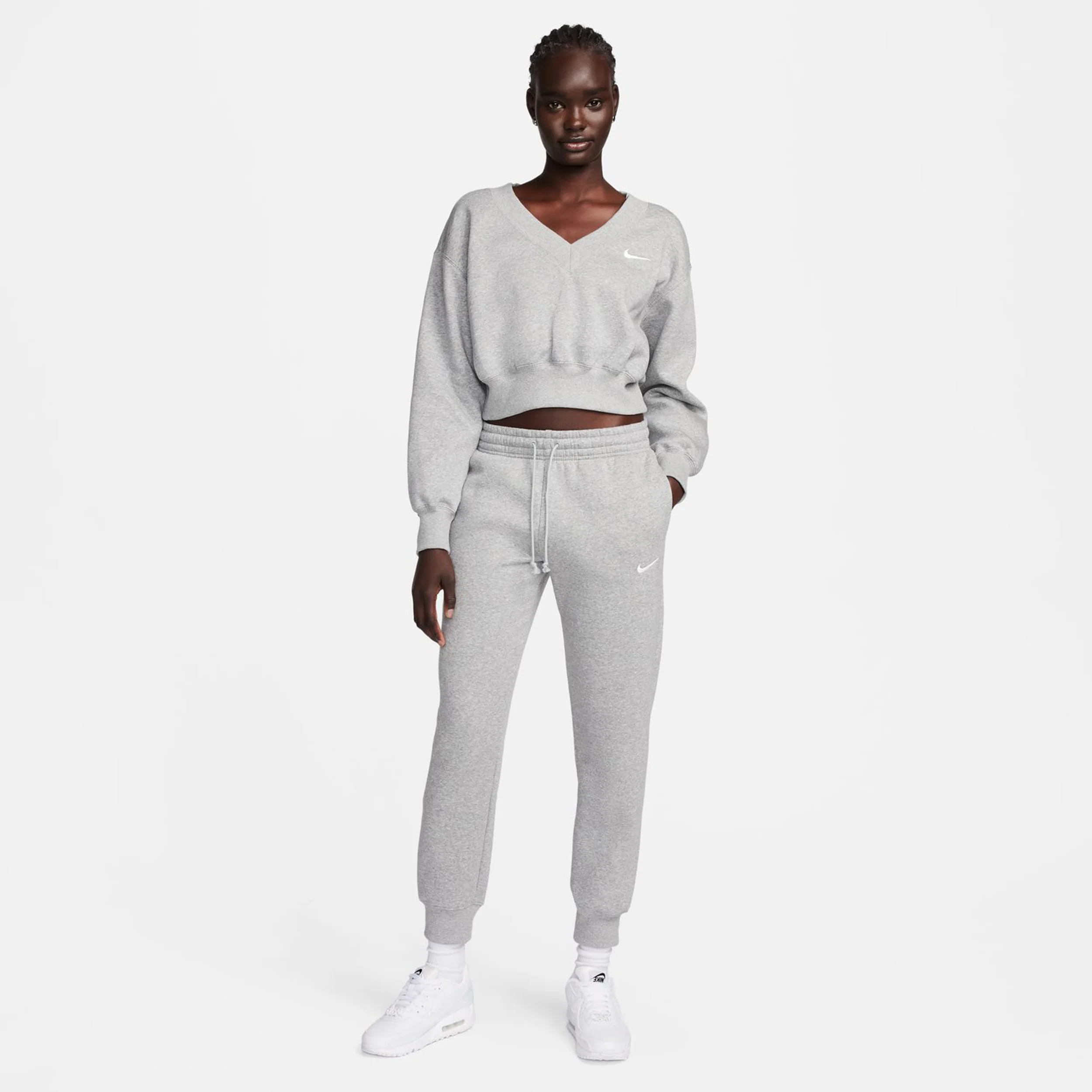 Phoenix Fleece Mid Rise Trainingshose Damen - hellgrau, - Image 7