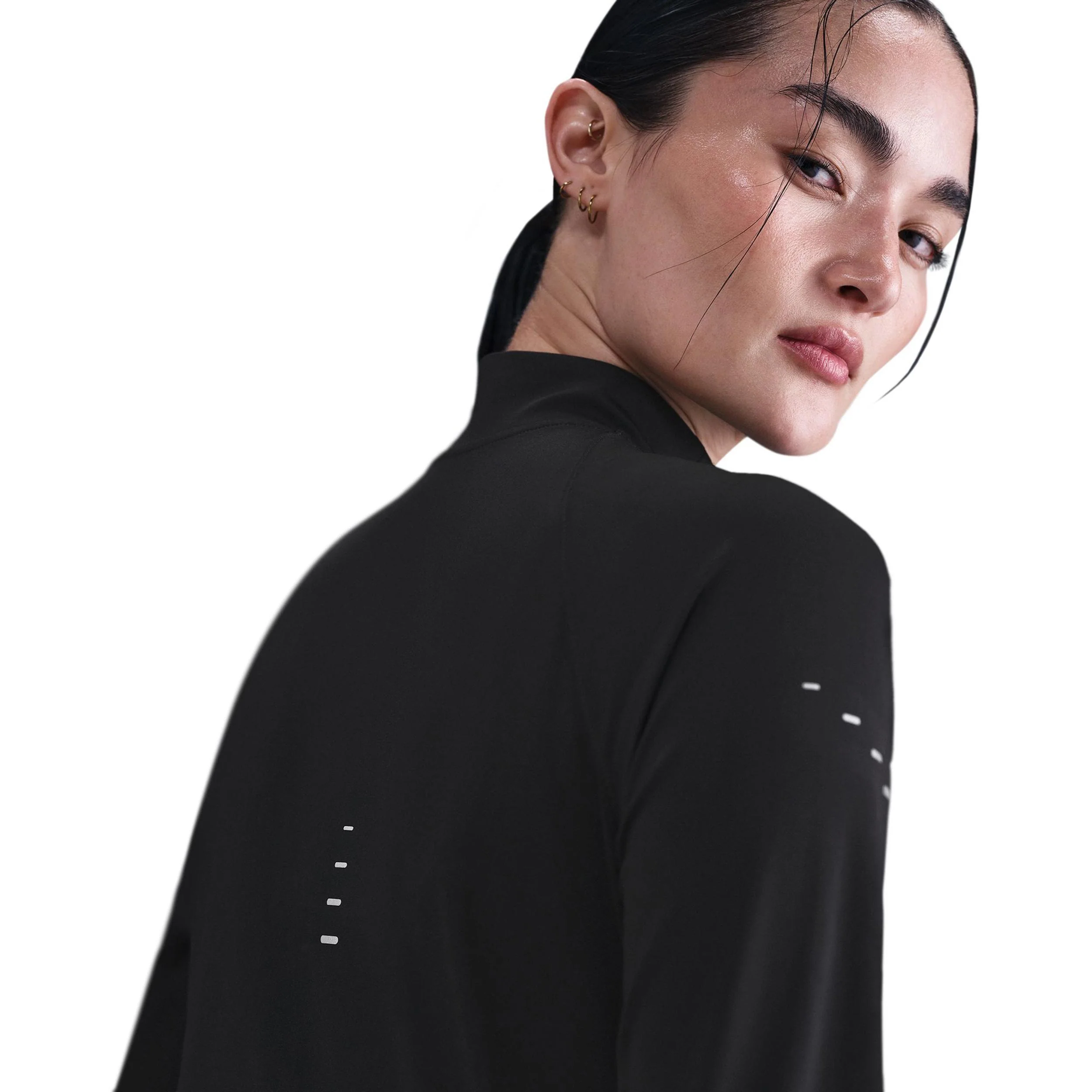 Swift Half-Zip Laufshirt Damen-Schwarz,Silber - Image 6