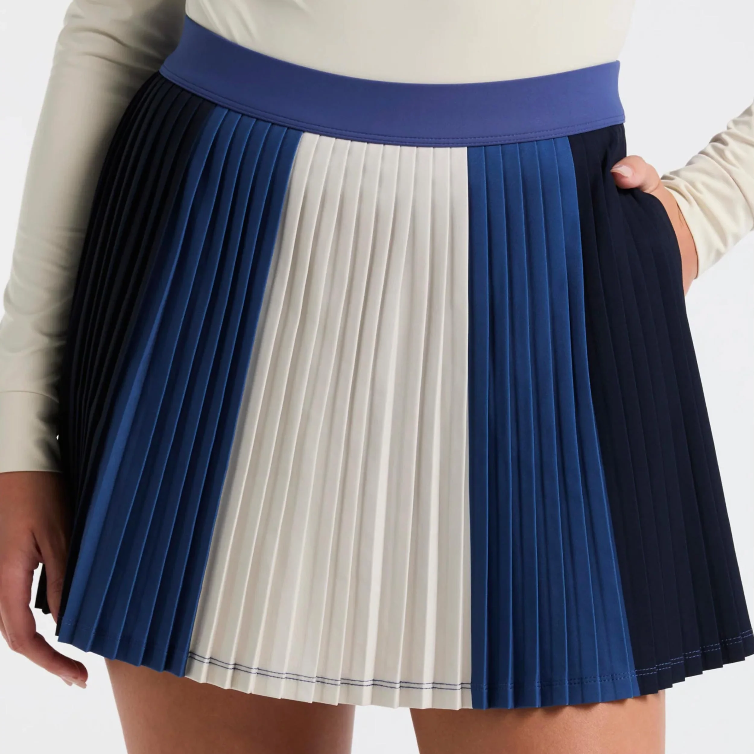Micro Pleated Rock Damen-Blau,Creme