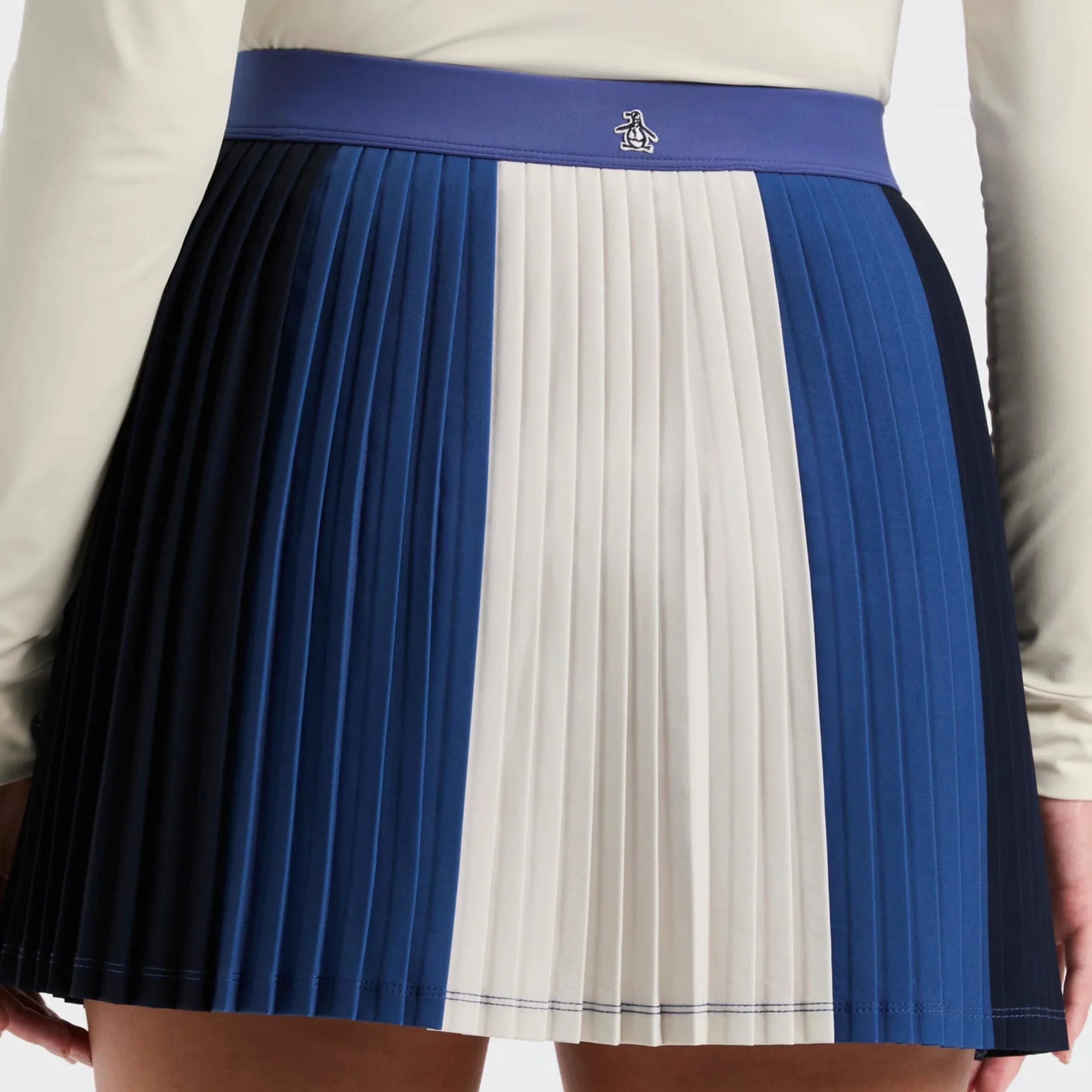 Micro Pleated Rock Damen-Blau,Creme - Image 2