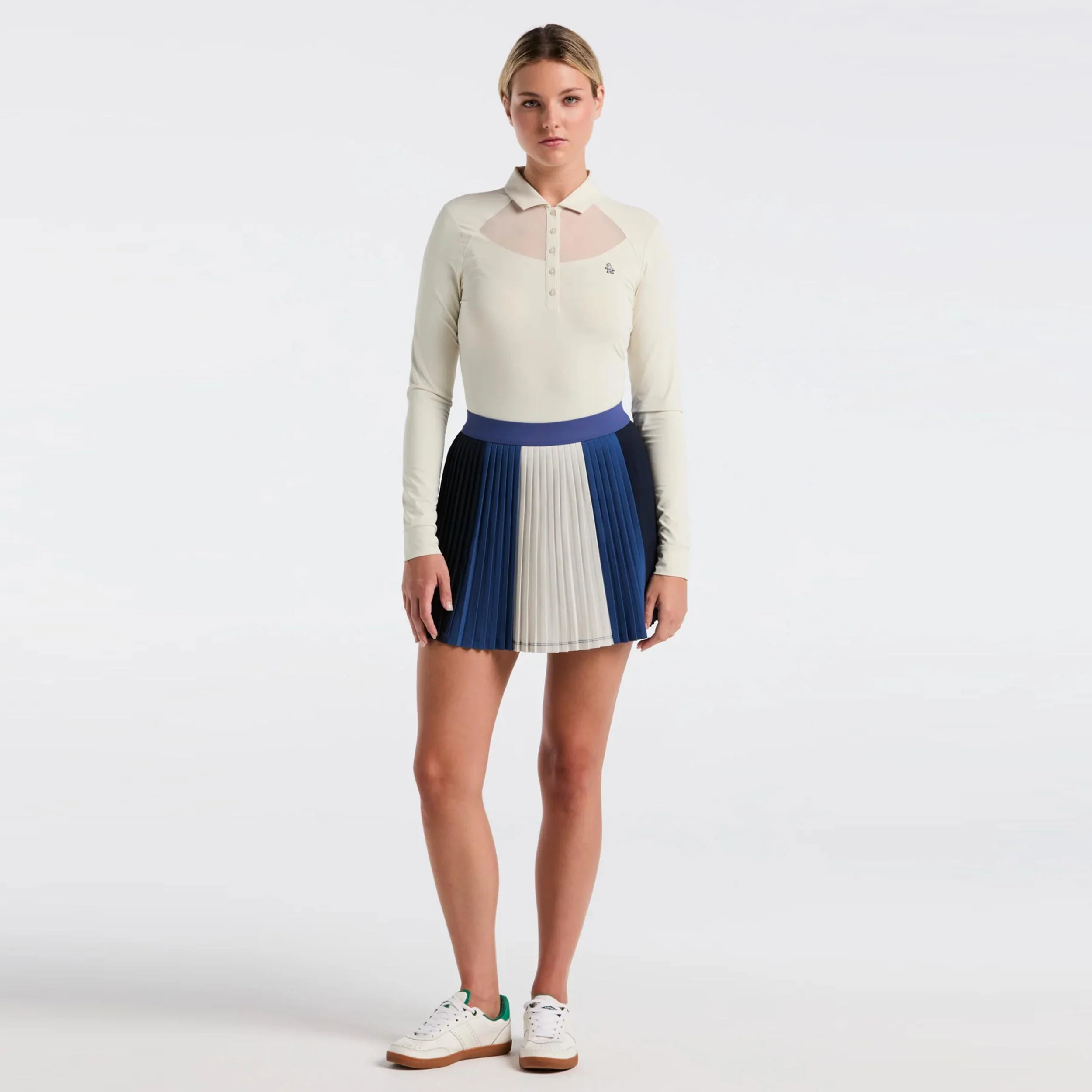 Micro Pleated Rock Damen-Blau,Creme - Image 4