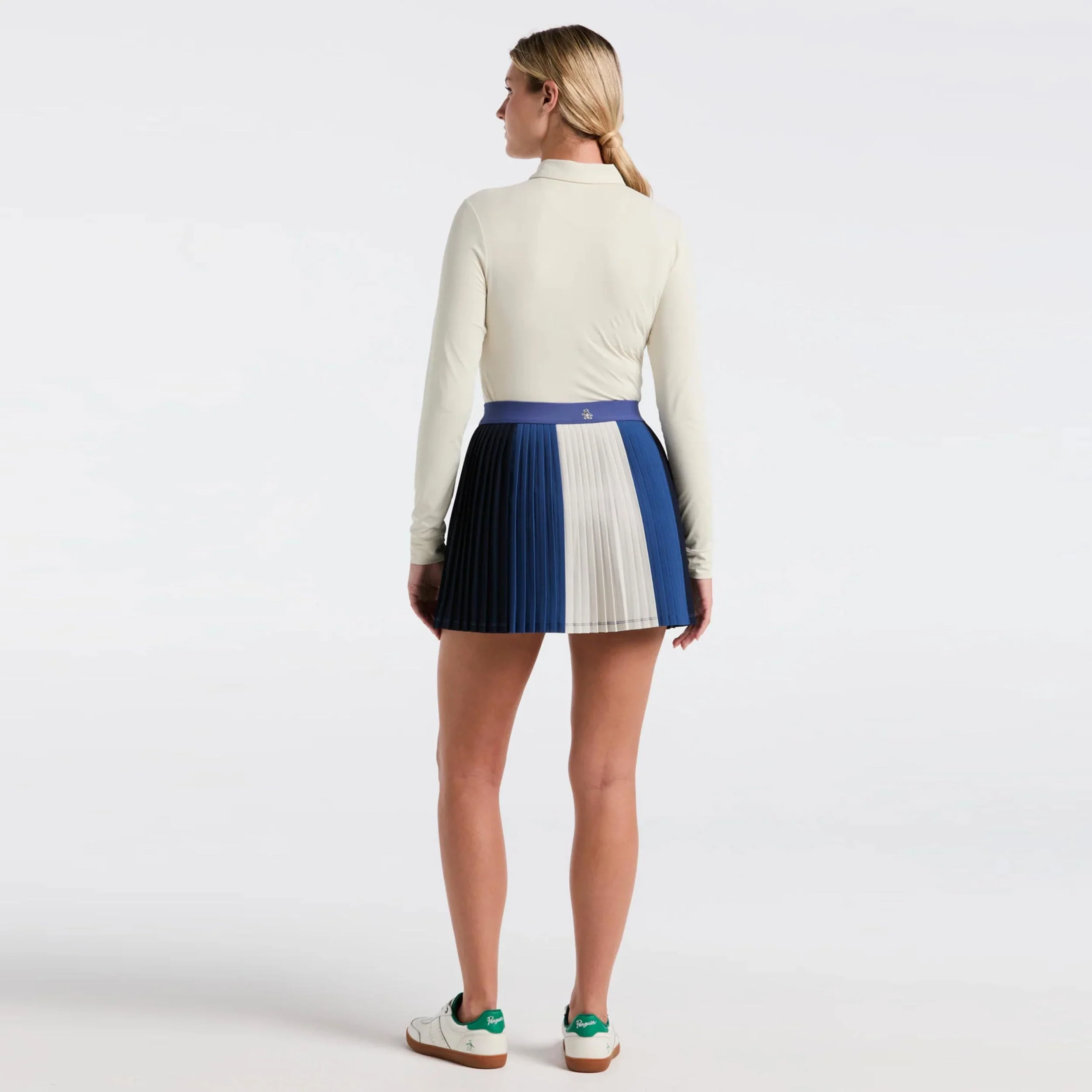 Micro Pleated Rock Damen-Blau,Creme - Image 5