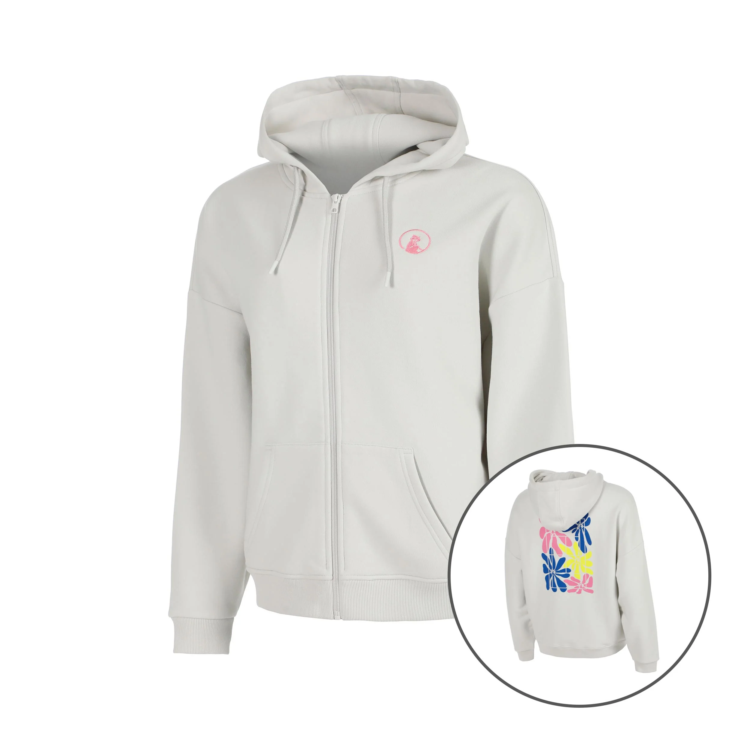 Crush Palm Court Sweatjacke Mädchen-hellgrau, neonpink