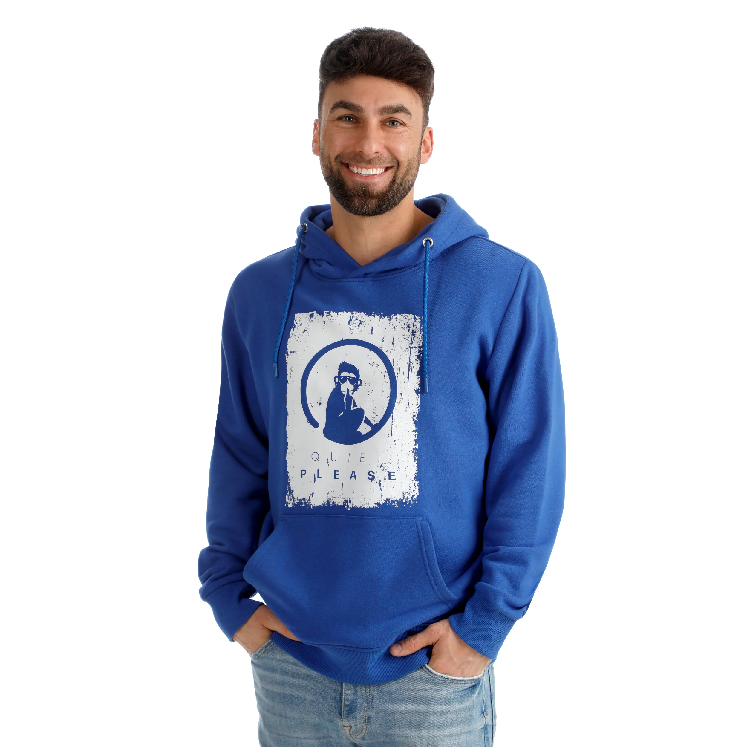Crush Scraped Hoody Herren-blau, weiß - Image 5