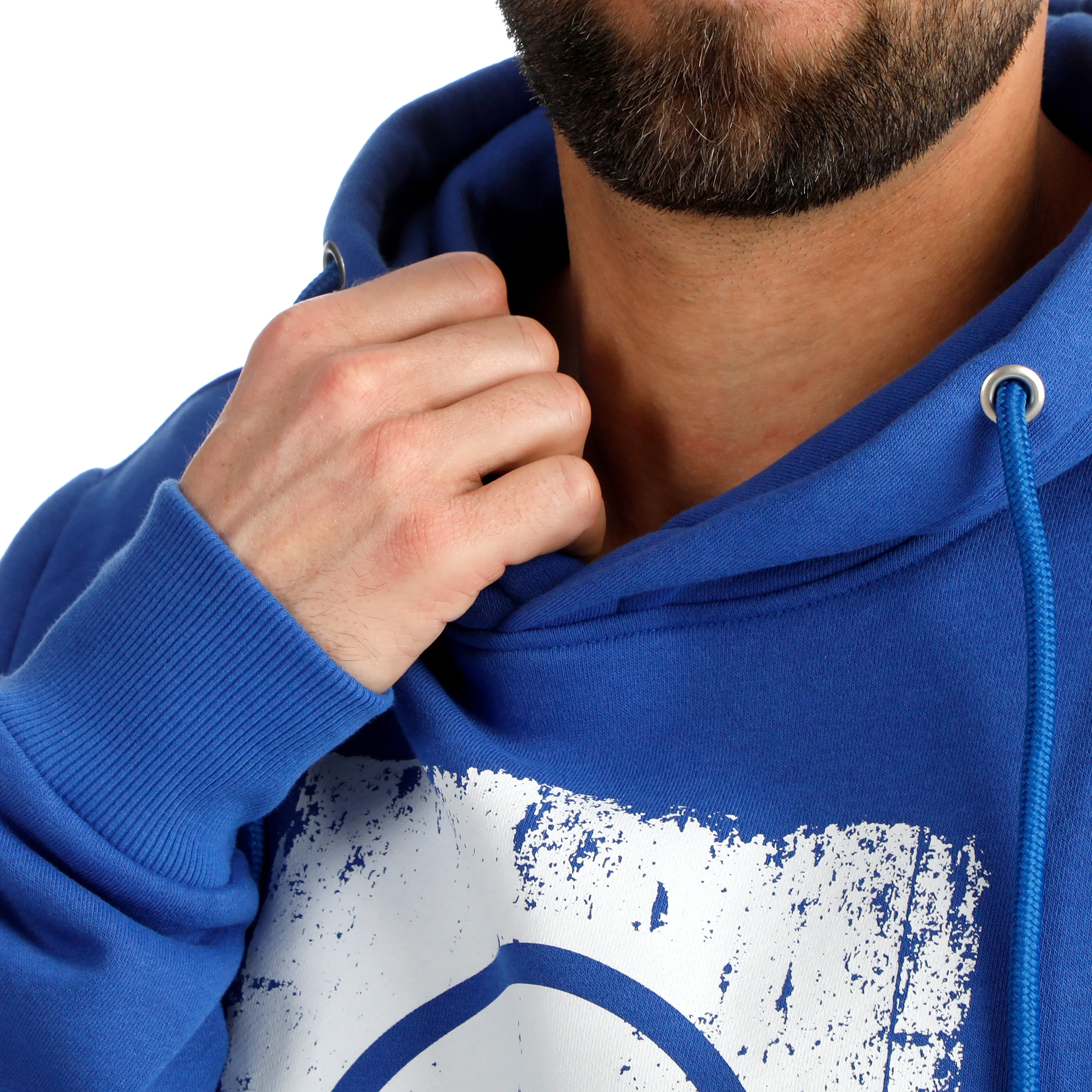 Crush Scraped Hoody Herren-blau, weiß - Image 8
