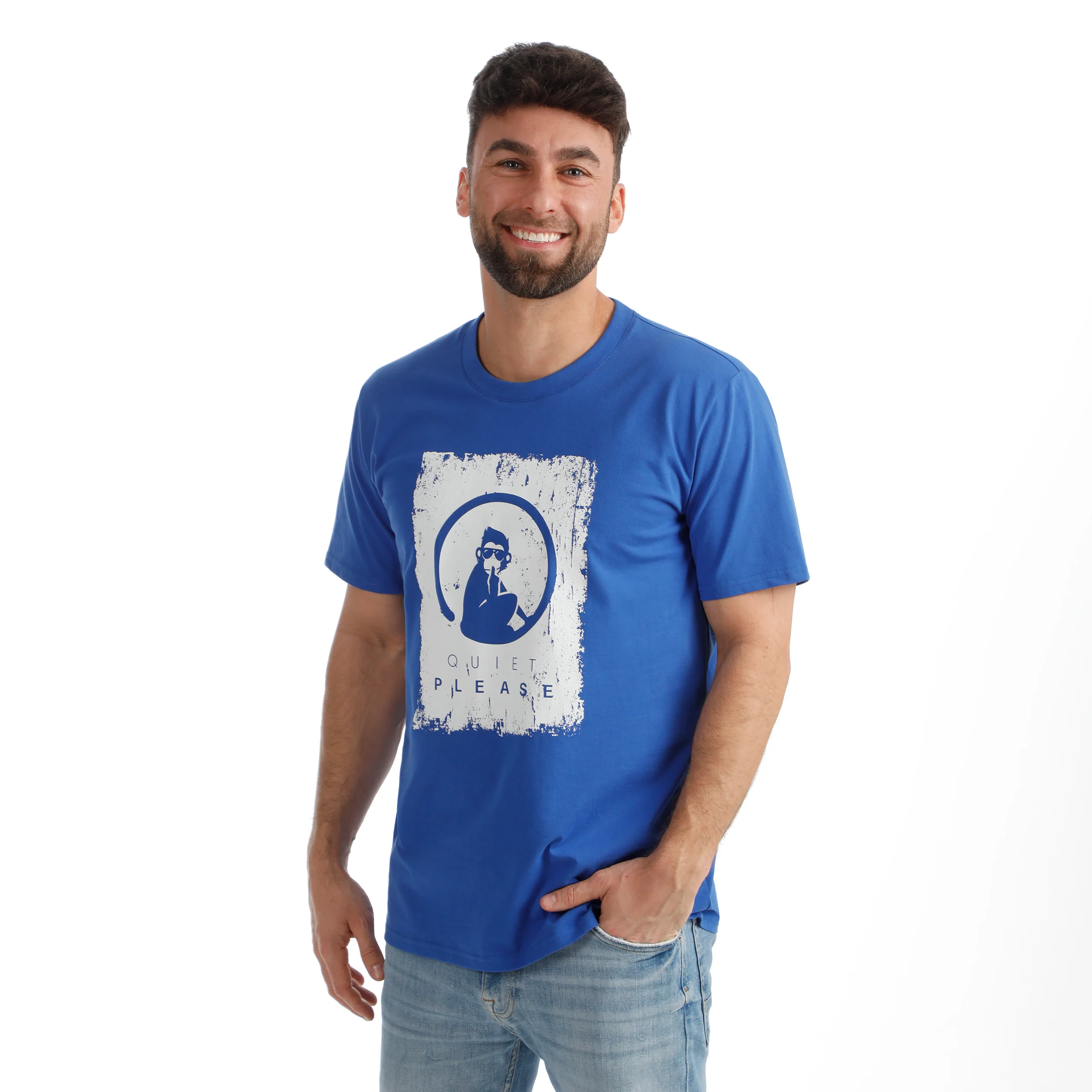 Crush Scraped T-Shirt Herren-blau, weiß - Image 4