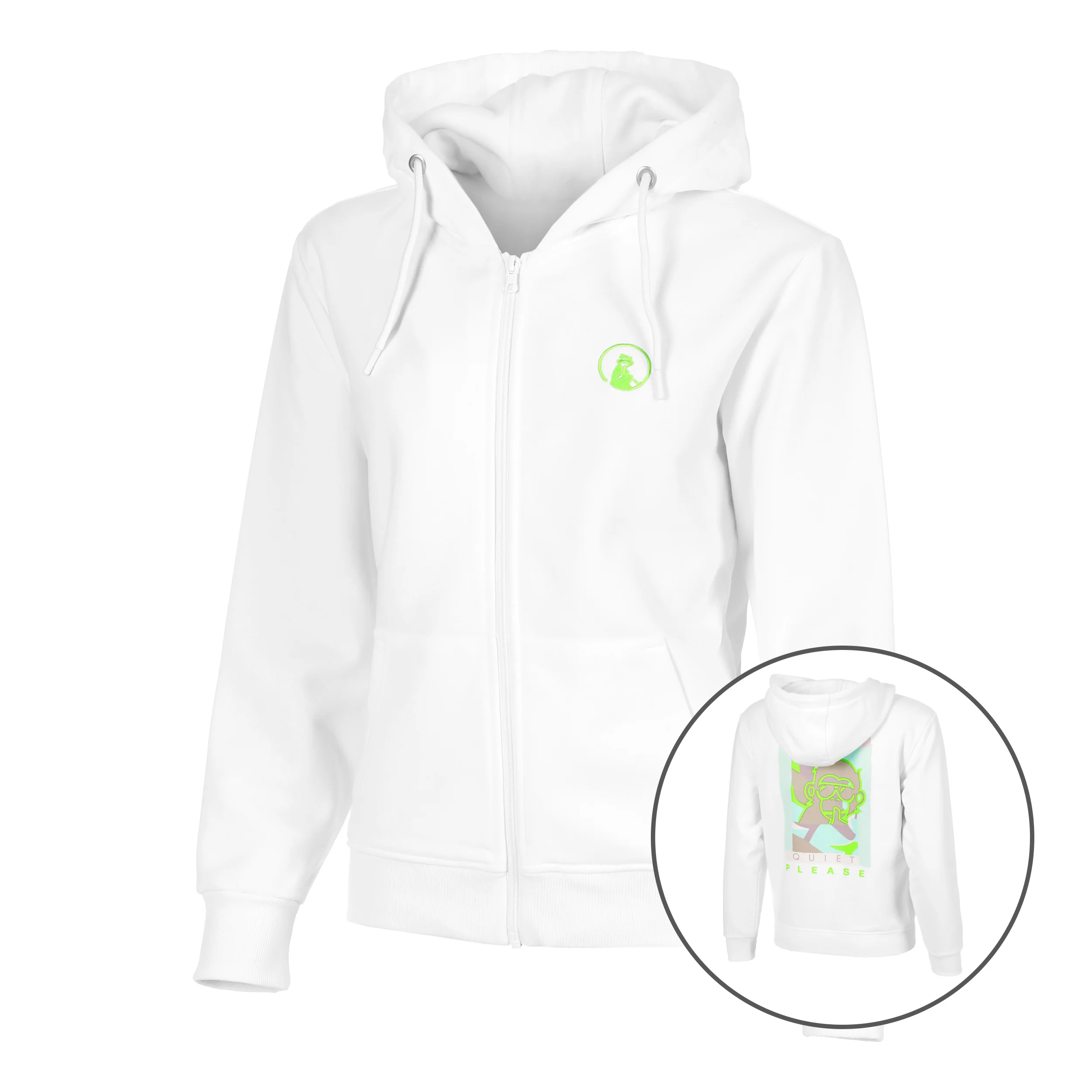 Wild Collage Zip Sweatjacke Damen-Weiß,Mehrfarbig
