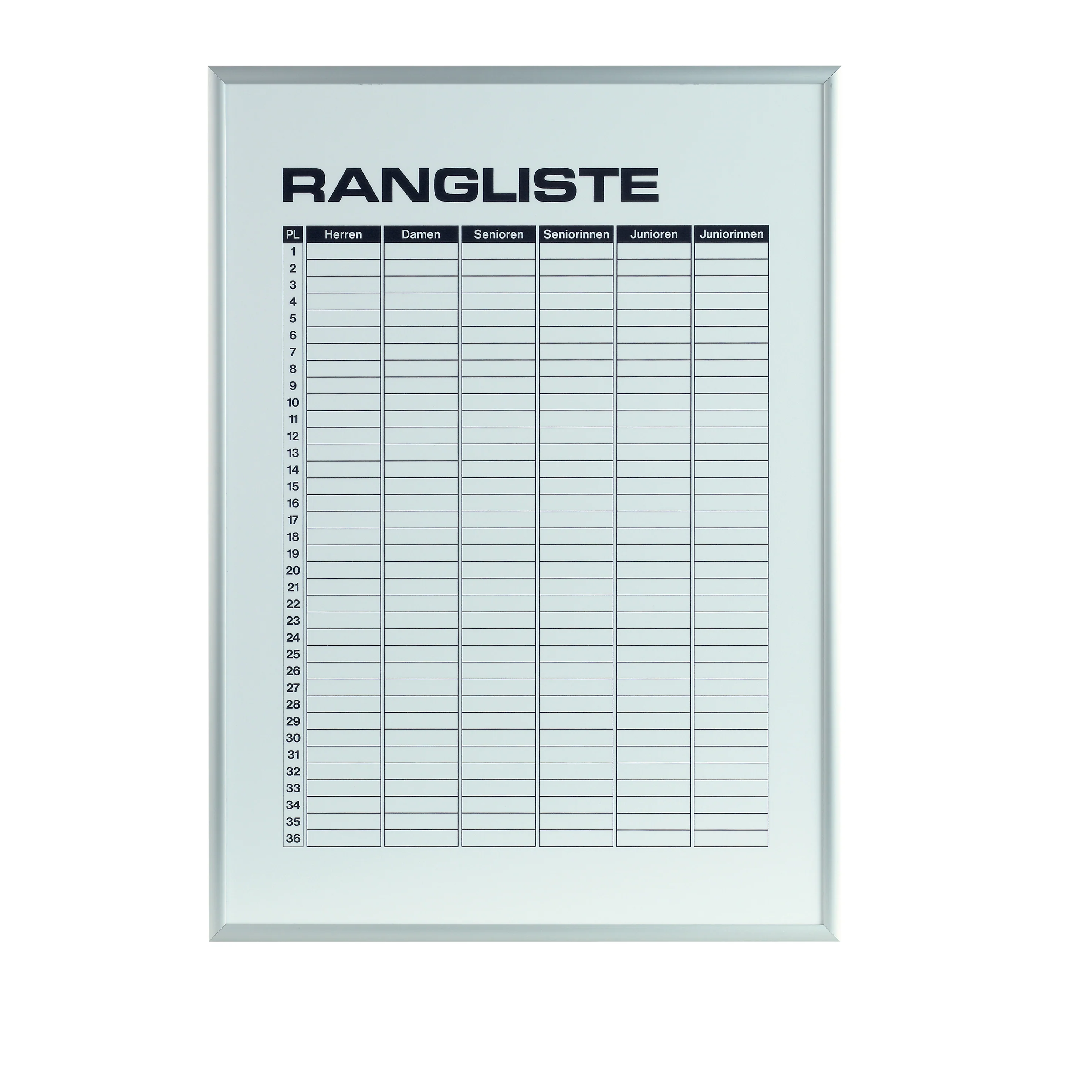 Ranglisten Magnettafel-Weiß,Schwarz