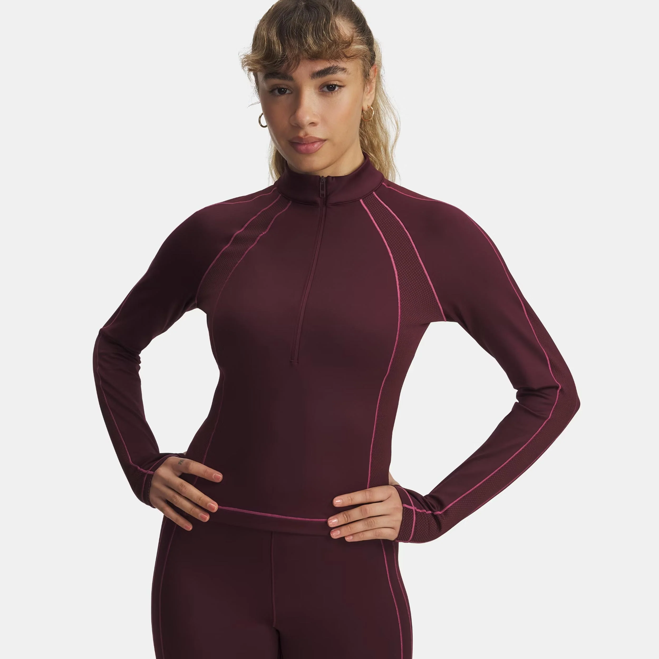 Cold Gear Textured 1/2 Zip Longsleeve Damen-grau