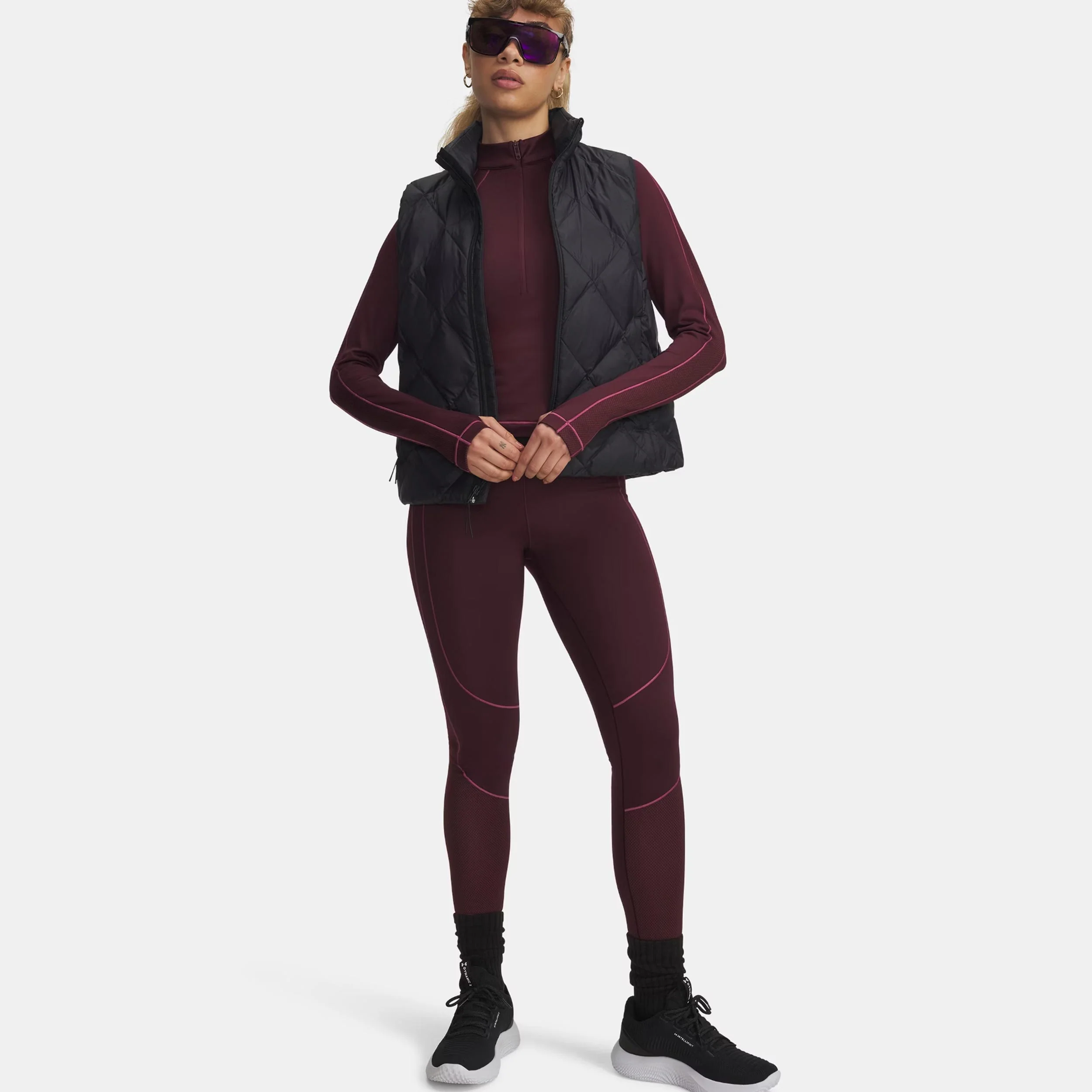 Cold Gear Textured 1/2 Zip Longsleeve Damen-grau - Image 3