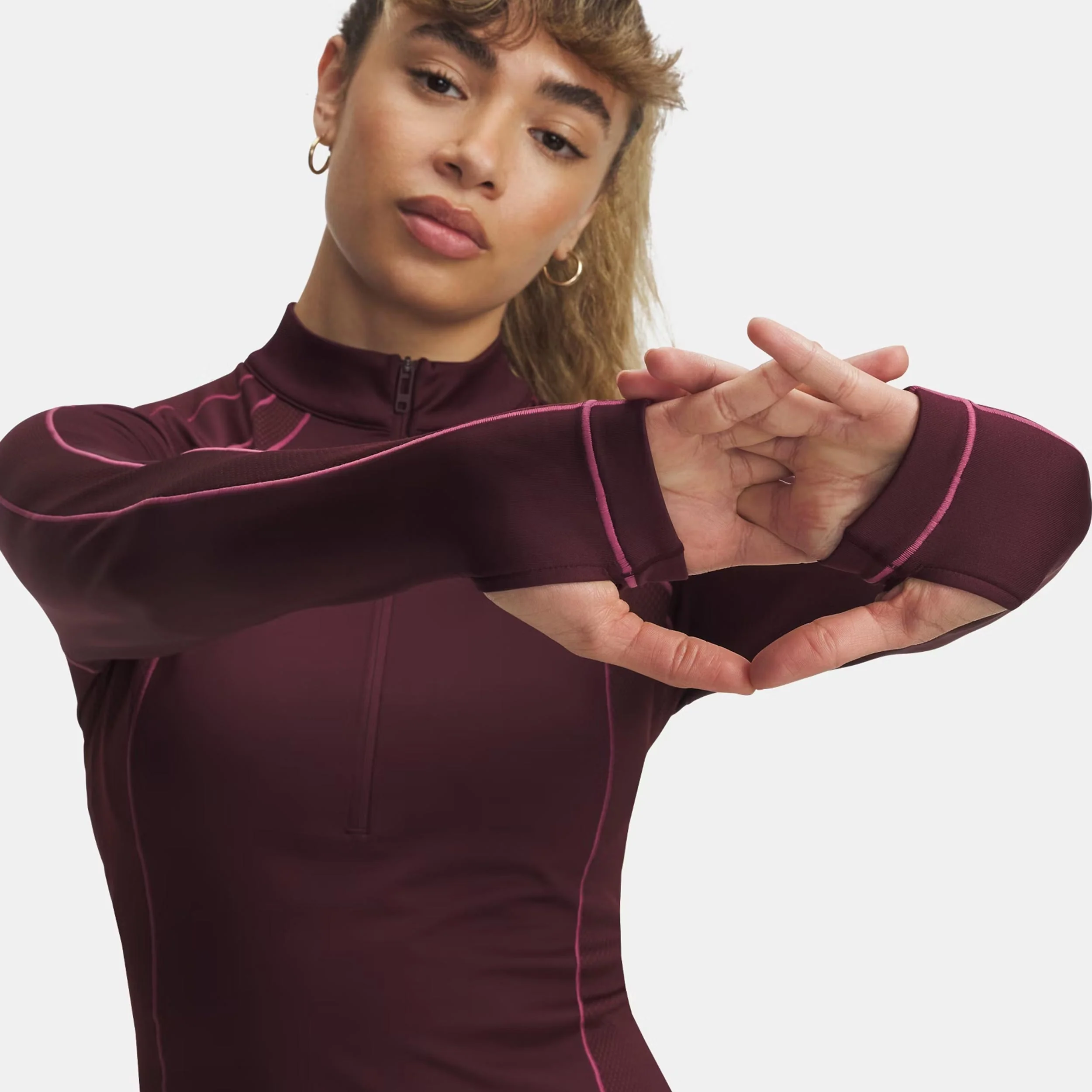 Cold Gear Textured 1/2 Zip Longsleeve Damen-grau - Image 4