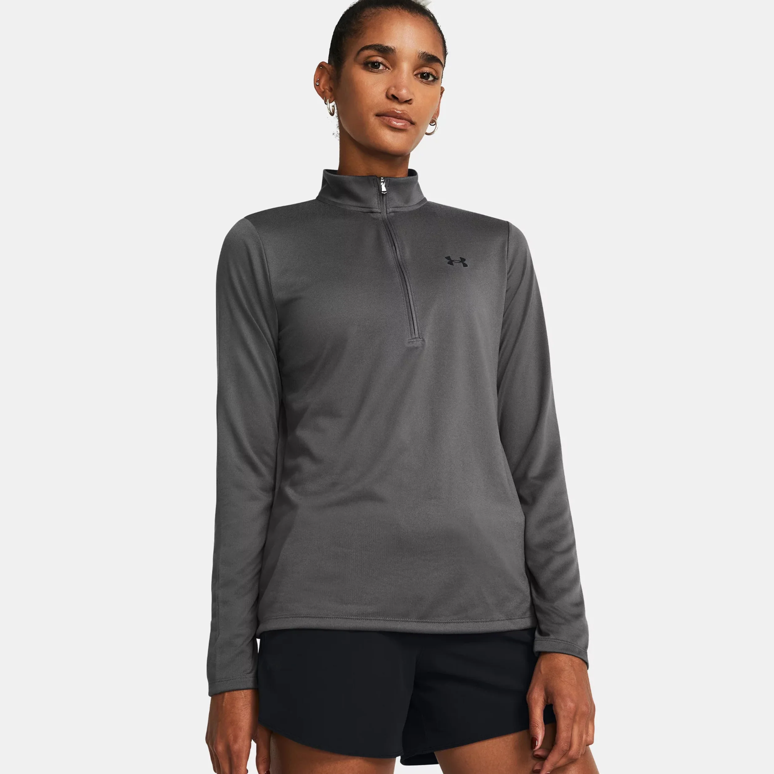 Tech 1/2 Zip Longsleeve Damen-Grau - Image 3