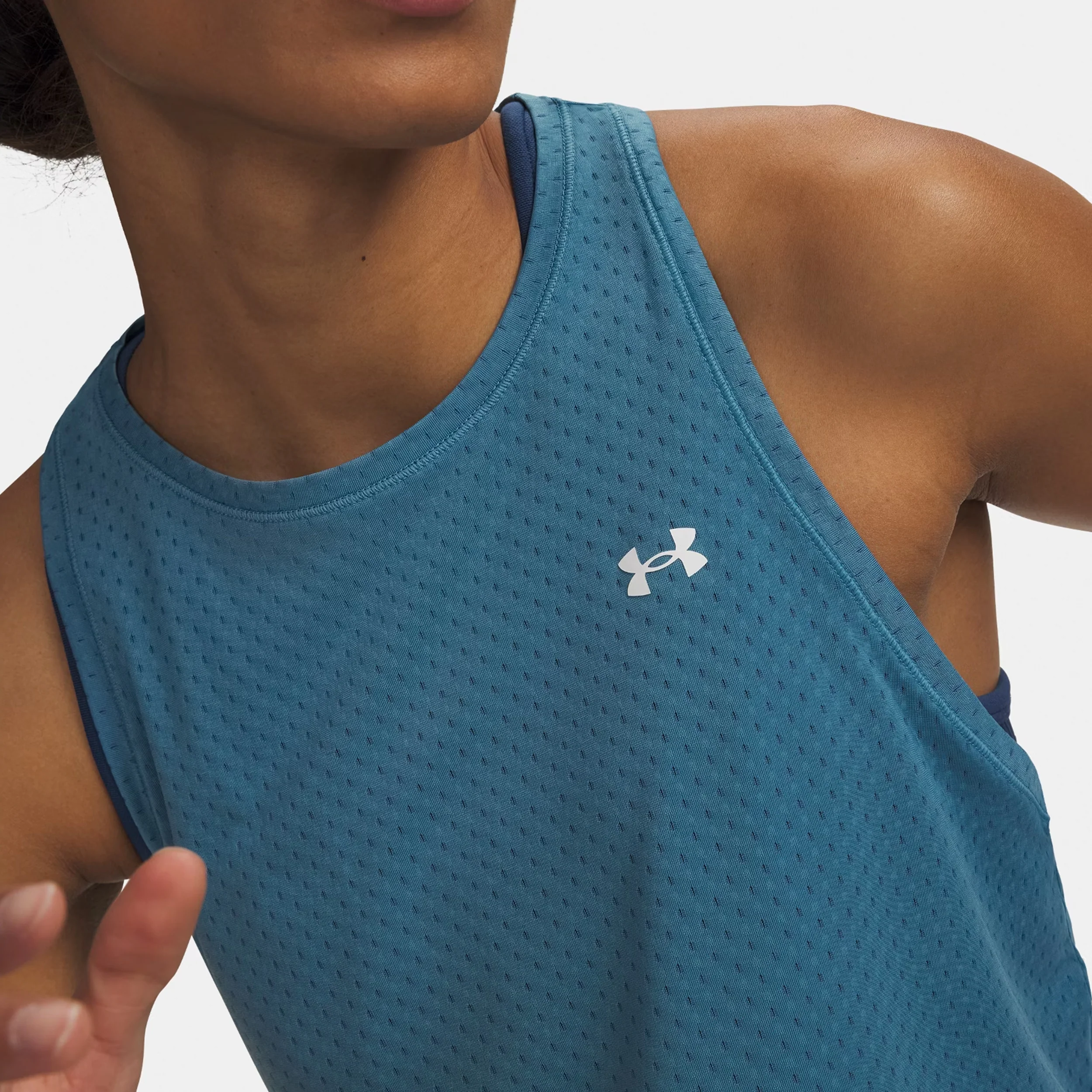 Tech Sport Mesh Crop Tank-Top Damen-blau - Image 3